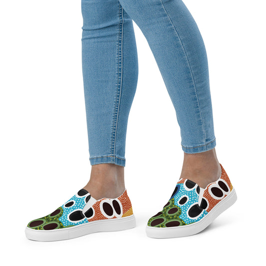 Women's Brown Trout slip-on canvas shoes by Farm Girl Graphics